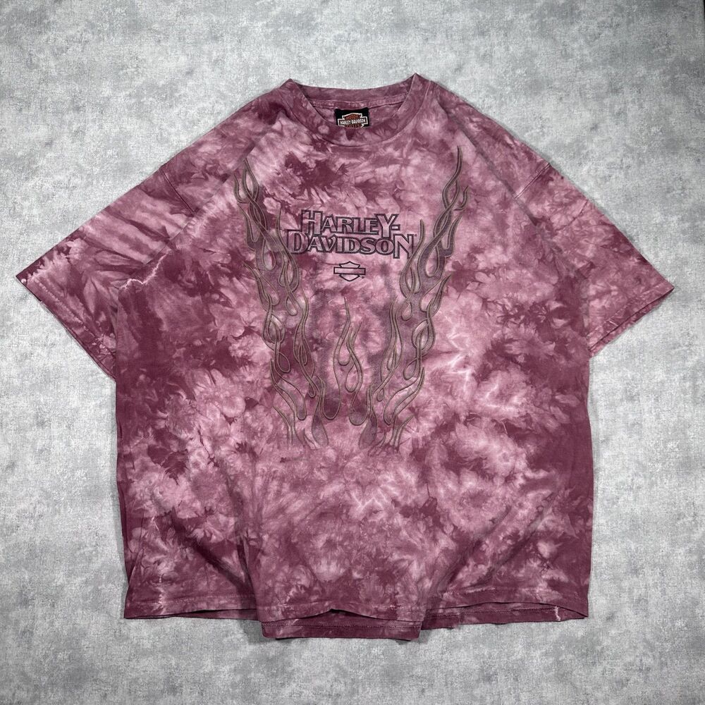 Vintage Harley-Davidson Mens L T-Shirt Tie Dye Flame Colboch TN